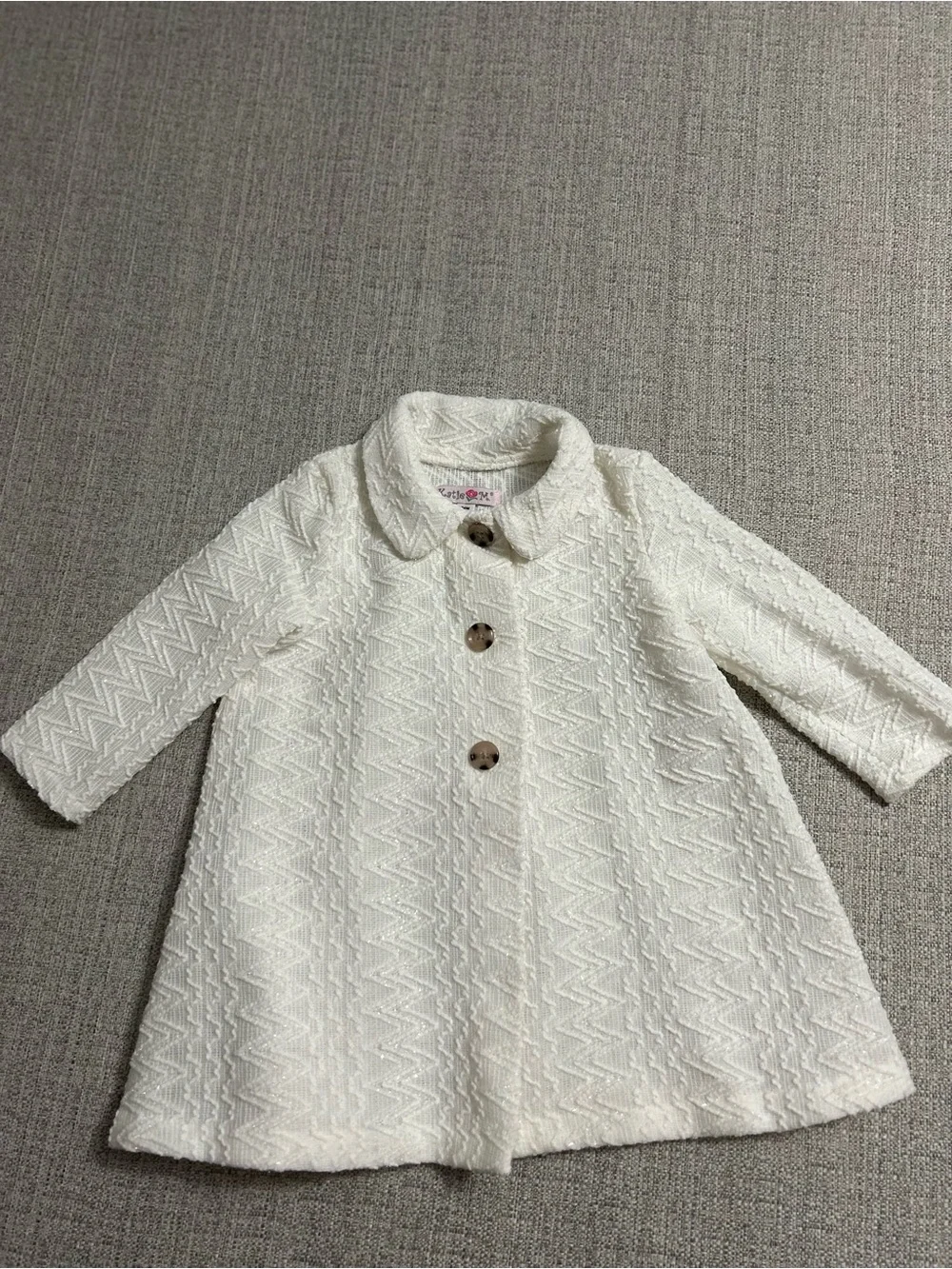 Katie May Girls' Cream Textured A-Line Pea Coat Size 24M